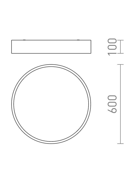 Rendl Light Studio Mezzo 60 Στρογγυλό Εξωτερικό LED Panel 60W με Θερμό Λευκό Φως 3000K