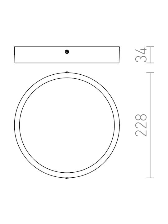 Rendl Light Studio Hue R 22 Ceiling Στρογγυλό Εξωτερικό LED Panel 24W με Θερμό Λευκό Φως 3000K