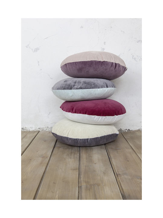 Nima Sofa Cushion Velvety 100% Cotton Red / Light Gray 45x45 cm