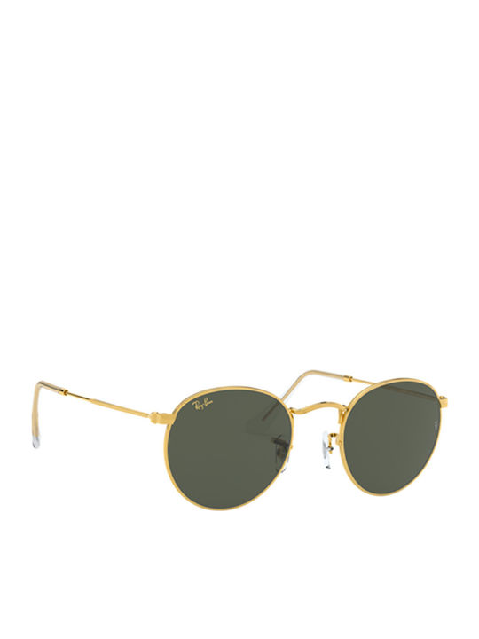 Ray Ban Round Metal Unisex Sunglasses with Gold Metal Frame and Green Lens RB3447 9196/31