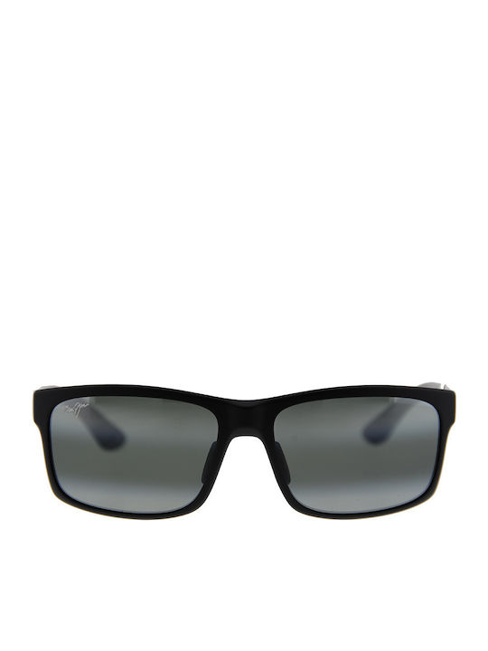 Maui Jim Herren Sonnenbrille mit Schwarz Kunststoff Gestell und Schwarz Polarisiert Spiegel Linse