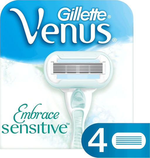 Venus Embrace Sensitive Ανταλλακτικές Κεφαλές με 5 Λεπίδες & Λιπαντική Ταινία για Ευαίσθητες Επιδερμίδες 4τμχ