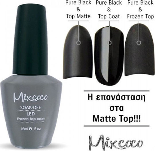 Mixcoco Frozen Non Wipe Soak-Off Top Coat για Ημιμόνιμα Βερνίκια Matte 15ml