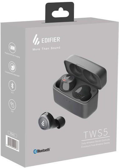 Edifier TWS5 In-ear Bluetooth Handsfree Căști cu Rezistență la Transpirație și Carcasă de Încărcare Negru
