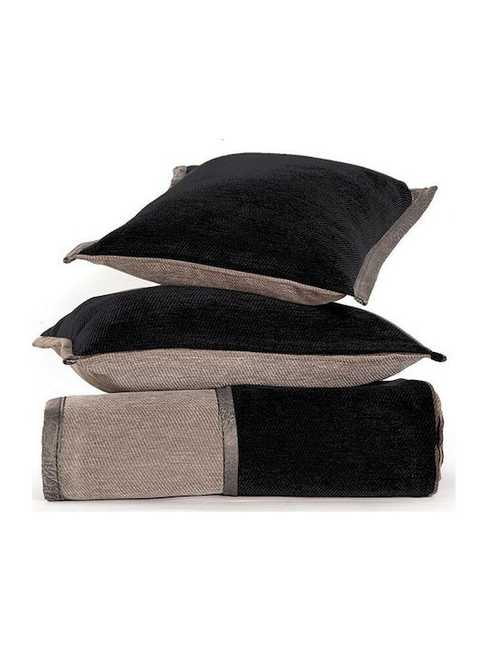 Nef-Nef Homeware Nef-Nef Homeware Ριχτάri Πολυθρόνας Δύο 'Οψεων Βελουτέ 180x180εκ. Schwarz/Mocca
