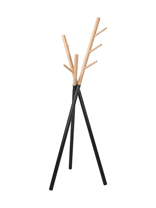 Liberta Metallic Coat Rack Black/ Natural Osaka 52x52x172cm