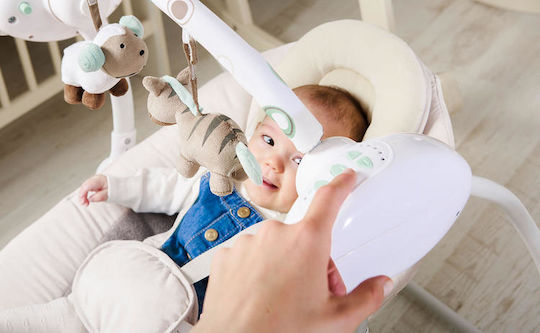 Lionelo Electric Relax pentru Bebeluși Leagăn Ruben cu Muzică Alb pentru Copil până la 12kg