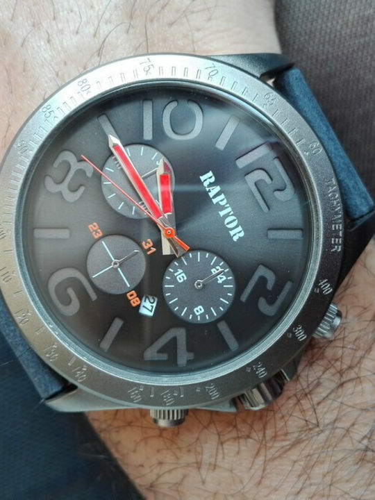 Raptor Men's Watch 47mm Battery with Black Leather Strap