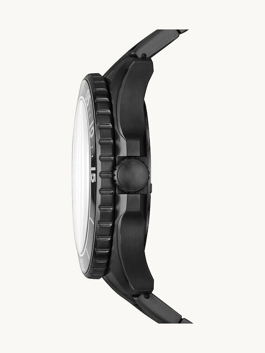 Fossil Ανδρικό Ρολόι 48mm Μπαταρίας με Μαύρο Μεταλλικό Μπρασελέ