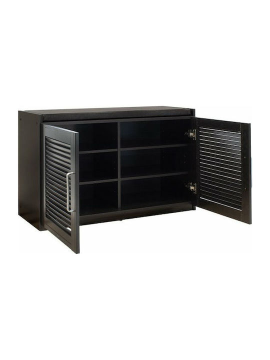 Crispy Wooden Shoe Organizer with 3 Shelves Brown 94x34.5x60cm