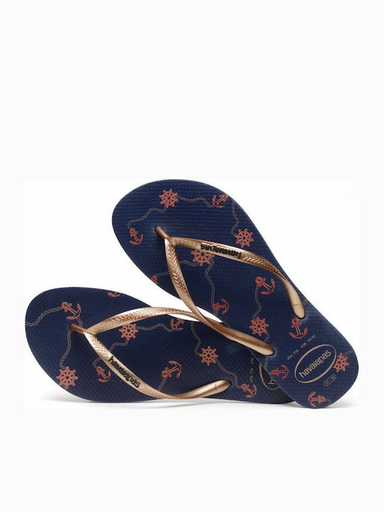 Slim Nautical Women's Flip Flops Gold