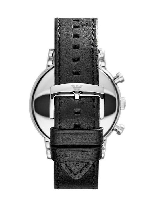Emporio Armani Luigi Men's Watch 46mm Chronograph Battery with Black Leather Strap