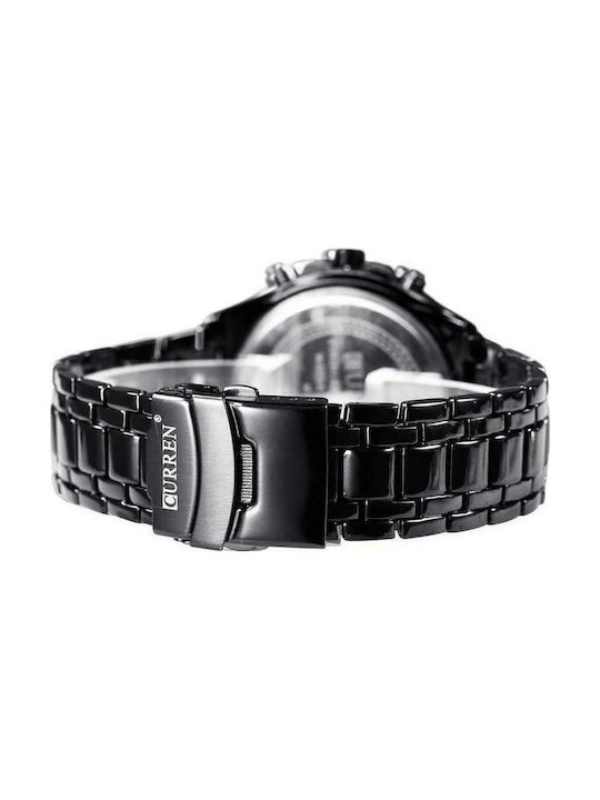 Curren Watch Chronograph Battery with Black Metal Bracelet