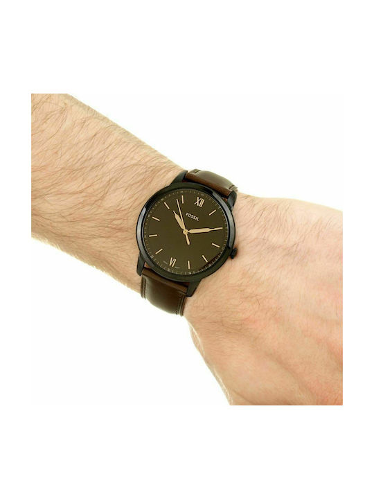Fossil Minimalist Ρολόι Μπαταρίας με Δερμάτινο Λουράκι