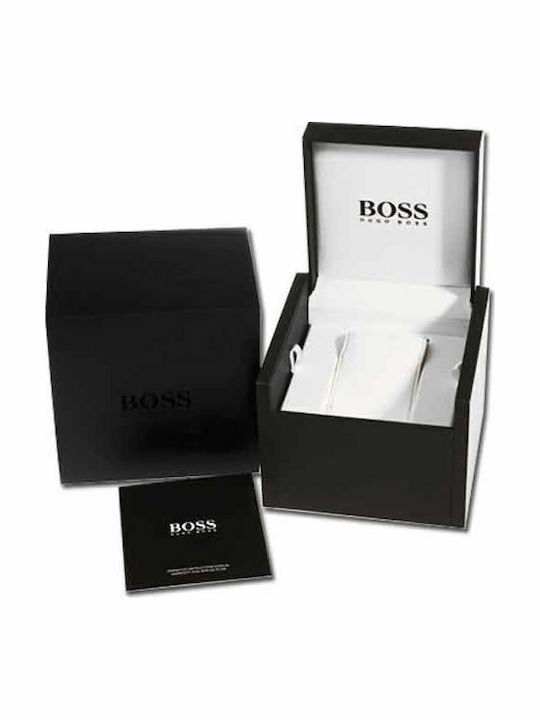 Boss Skymaster Мъжки Часовник 44 мм Хронограф На Батерия с Черна Кожена Каишка