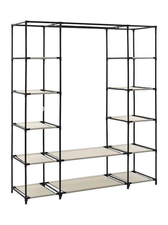 vidaXL Fabric Wardrobe with Zipper and Shelves in Beige Color 150x45x176cm