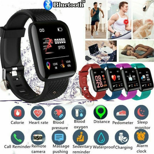 116 Plus Smartwatch με Παλμογράφο (Μαύρο)