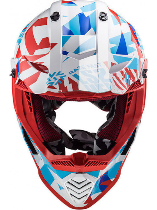 LS2 Fast Evo MX437 Funky Red/White Motorcycle Helmet Motocross ECE 22.05 1150gr 40437 33 02