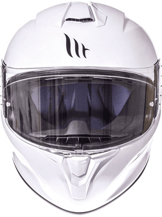 MT Targo Solid A0 Gloss Pearl White Motorradhelm Volles Gesicht ECE 22.05 / DOT 1450gr MTH000KRA235