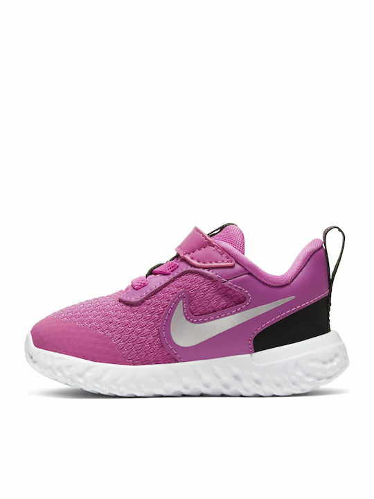 Revolution Revolution 5 I Kids Sports Shoes Running with Hoop & Loop Closure Active Fuchsia / Metallic Silver