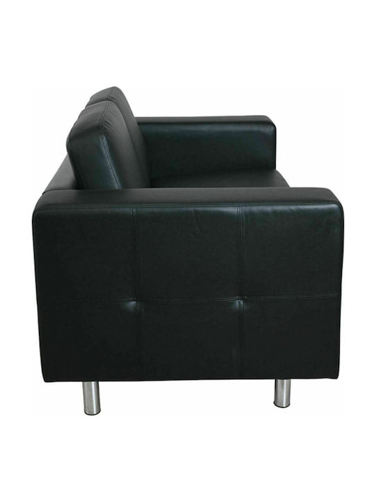 Alamo Διθέσιος Καναπές Δερματίνη Μαύρος 145x85x82εκ.