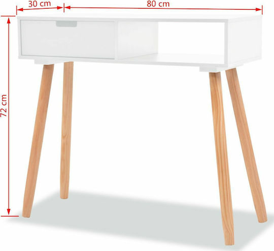 Конзолна маса Бяло / бор Д80xШ30xВ73cm