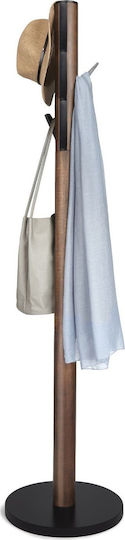 Umbra Wooden Coat Rack Black/ Walnut With 9 Aluminum Hooks Flapper 39.4x39.4x165cm