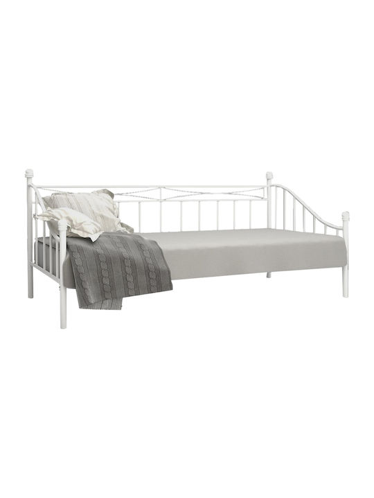 Audrey Καναπές Κρεβάτι Μονό Μεταλλικό Λευκό για Στρώμα 90x200cm