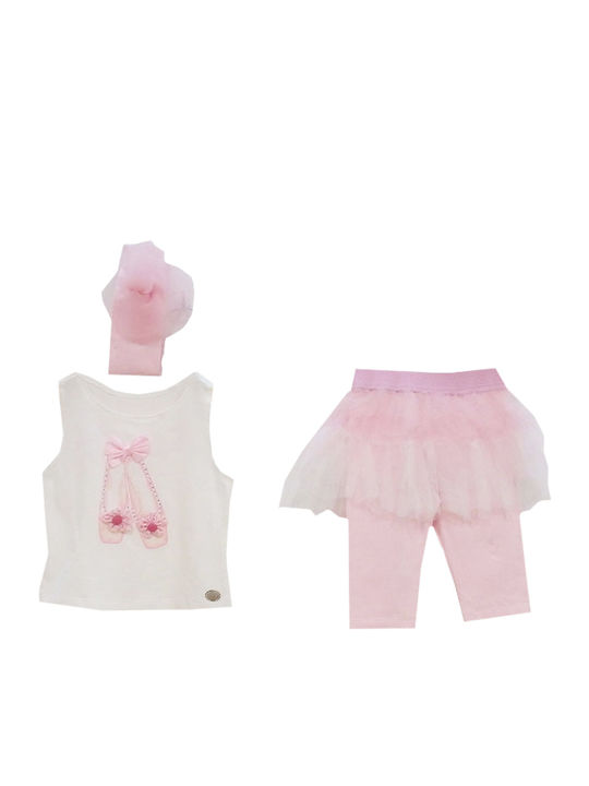 Εβίτα Kids Set with Leggings Summer 2pcs White