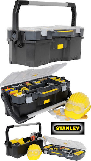 Stanley Hand Tool Case Plastic with Tobacco Case Dimensions: W67xD32.3xH25.1cm