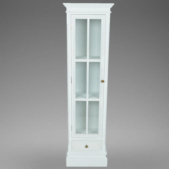 Bodenstehende Wohnzimmer Vitrine aus MDF Weiß Verglast 41x26x147 cm
