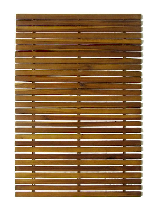 vidaXL Rutschfest Set Badematten Hölzernes Rechteckig 271768 Acacia wood 2Stück