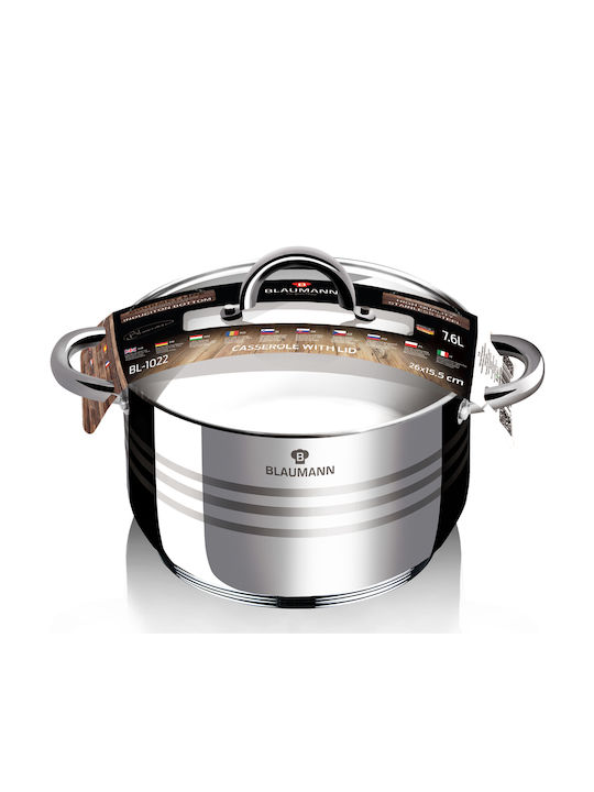 Blaumann Gourmet Line Deep Stainless Steel Pot 7.6lt / 26cm