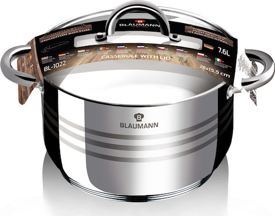 Blaumann Gourmet Line Βαθιά Ανοξείδωτη Κατσαρόλα 7.6lt / 26cm