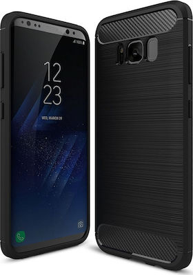 Hurtel Tech Protect Carbon Umschlag Rückseite Silikon Schwarz (Galaxy S8)