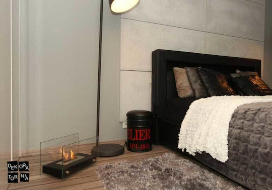 Kratki Hotel Tuv Indoor Desktop Bioethanol Fireplace Black 70x33.4x40cm
