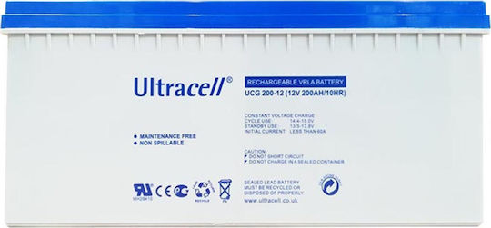 Ultracell UCG200-12 Батерия за фотоволтаични системи AGM Затворен тип Голям капацитет на разреждане 12V 200Ах