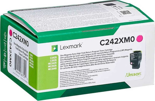 Lexmark C242XM0 Γνήσιο Toner Laser Εκτυπωτή Ματζέντα Return Program Extra High Yield 3500 Σελίδων