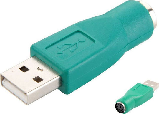 Powertech Конвертор PS/2 мъжки към USB-A женски Зелен 1бр CAB-U021