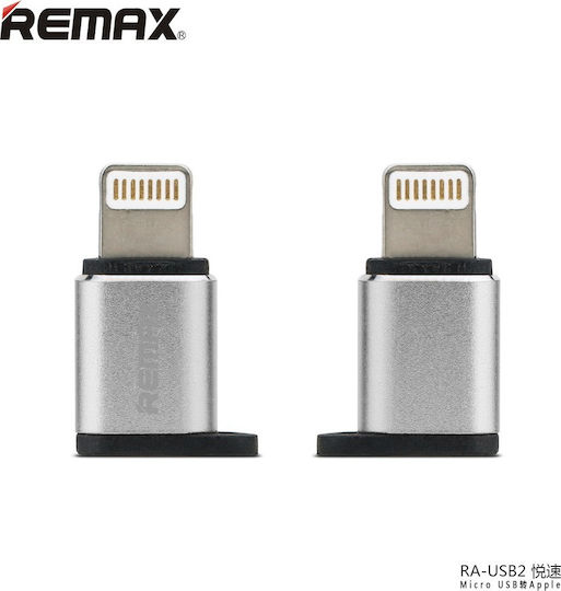 Remax RA-USB2 Μετατροπέας Lightning male σε micro USB female Ασημί 1τμχ