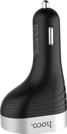Hoco Z29 Încărcător Auto 96W 3.1A Încărcare Rapidă cu Porturi: 2xUSB 1xBrichetă Negru Culoare