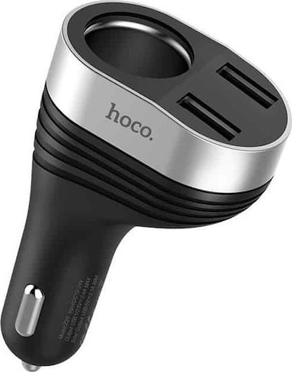 Hoco Z29 Încărcător Auto 96W 3.1A Încărcare Rapidă cu Porturi: 2xUSB 1xBrichetă Negru Culoare