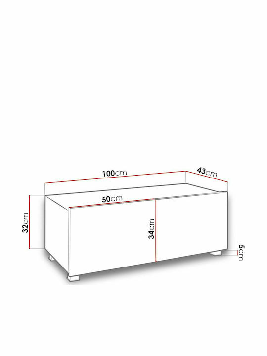 TV Stand Wooden Calabrini Black L100xW43xH37cm