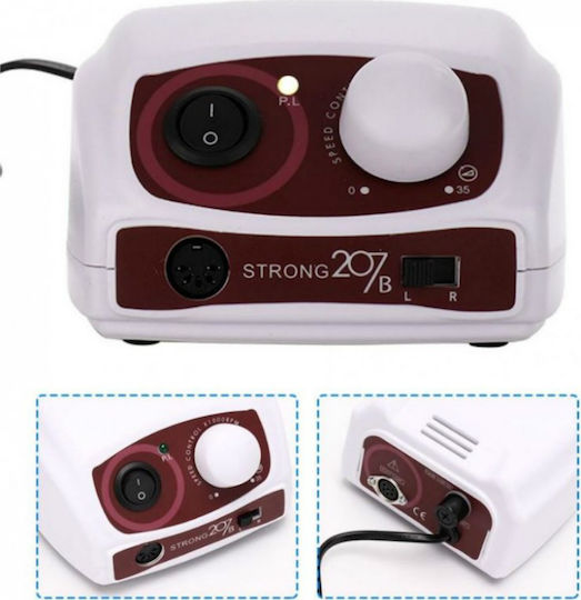 Saeshin Strong 207B Τροχός Νυχιών Ρεύματος 65W Λευκός 35000 Στροφών με Πεντάλ