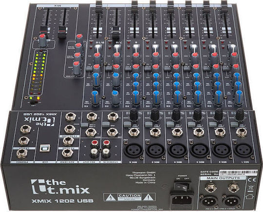 The t.mix Xmix 1202 USB Analog Mischpult 12 Kanäle mit Phantom Power & 6 XLR-Eingänge