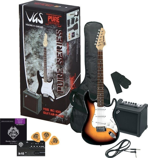 Gewa RC-100 Set Chitară Electrică Stratocaster cu SSS Configurație Doze 3-Tone Sunburst cu Husă