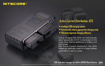 NiteCore UGP5 Dual-Slot Charger for GoPro Hero5 Black