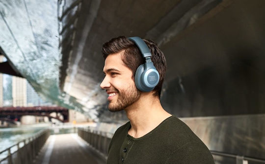 JBL E65BTNC Wireless / Wired Over Ear Headphones with 24 hours of Operation Blue