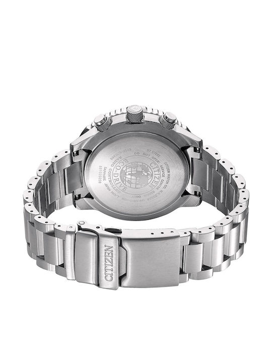 Citizen Promaster Sky Ανδρικό Ρολόι 45mm Χρονογράφος Eco - Drive με Ασημί Μεταλλικό Μπρασελέ