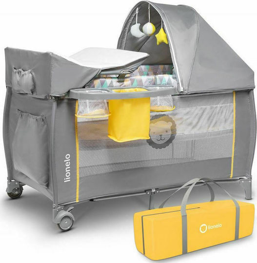 Lionelo Sven Plus Playpen 2 Levels with Changing Table & Mattress Yellow Scandi 127x65cm